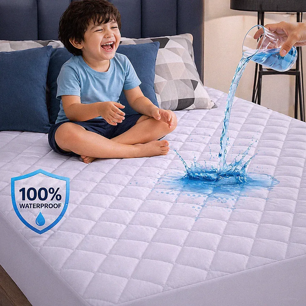 100% Waterproof Mattress Protector Quilted Mattress Pad Cover Breathable Fitted