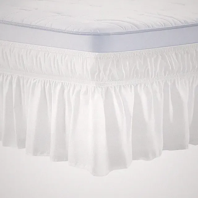 VEVOR Wrap Around Bed Skirt Dust Ruffle Queen Size 15 in Drop Adjustable Elastic